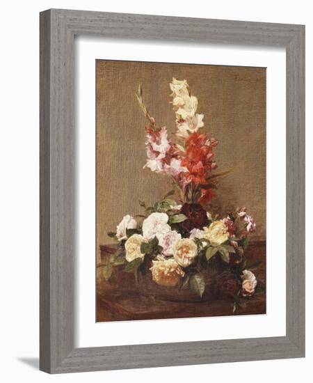 Gladioli and Roses, 1881-Henri Fantin-Latour-Framed Giclee Print