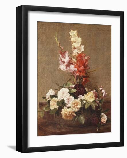 Gladioli and Roses, 1881-Henri Fantin-Latour-Framed Giclee Print