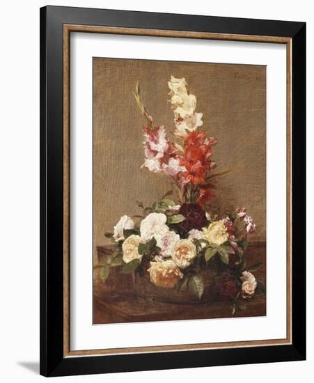 Gladioli and Roses, 1881-Henri Fantin-Latour-Framed Giclee Print