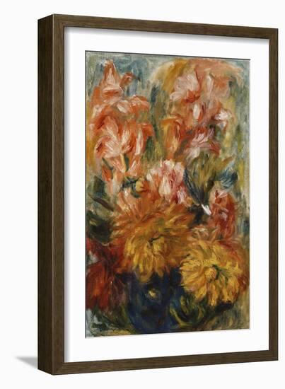 Gladioli in a Blue Vase-Pierre-Auguste Renoir-Framed Giclee Print