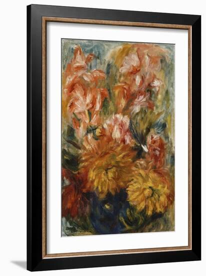 Gladioli in a Blue Vase-Pierre-Auguste Renoir-Framed Giclee Print