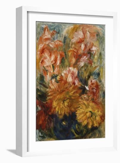 Gladioli in a Blue Vase-Pierre-Auguste Renoir-Framed Giclee Print