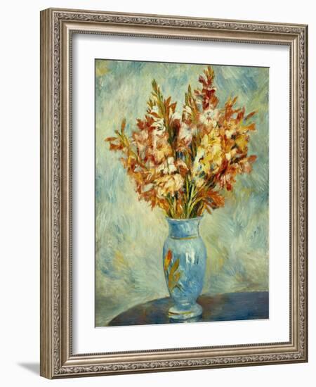 Gladioli in Blue Vase (Glaieuls au Vase Bleu). 1884-Pierre-Auguste Renoir-Framed Giclee Print