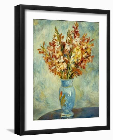 Gladioli in Blue Vase (Glaieuls au Vase Bleu). 1884-Pierre-Auguste Renoir-Framed Giclee Print