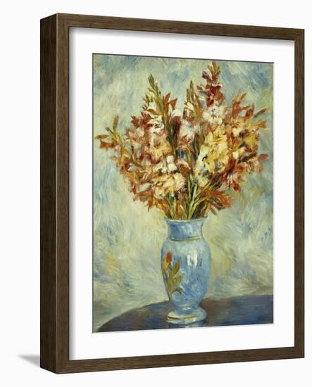 Gladioli in Blue Vase-Pierre-Auguste Renoir-Framed Giclee Print