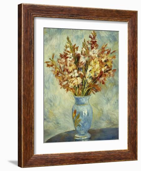 Gladioli in Blue Vase-Pierre-Auguste Renoir-Framed Giclee Print