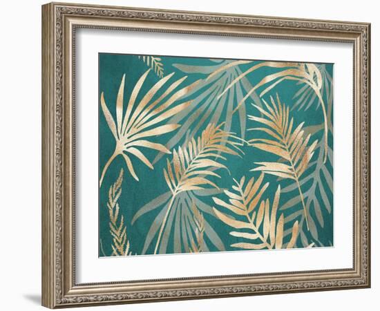 Glam Leaves Teal 1-Urban Epiphany-Framed Art Print