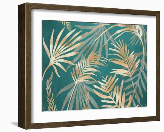 Glam Leaves Teal 1-Urban Epiphany-Framed Art Print