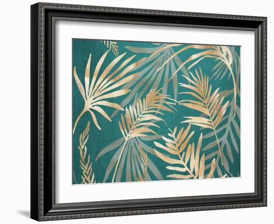 Glam Leaves Teal 1-Urban Epiphany-Framed Art Print