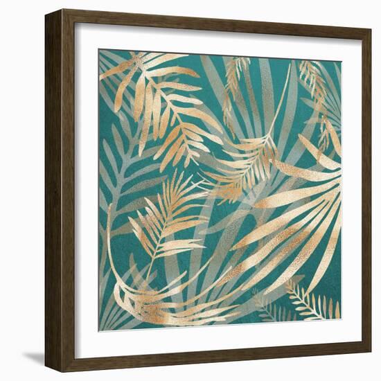 Glam Leaves Teal 4-Urban Epiphany-Framed Art Print