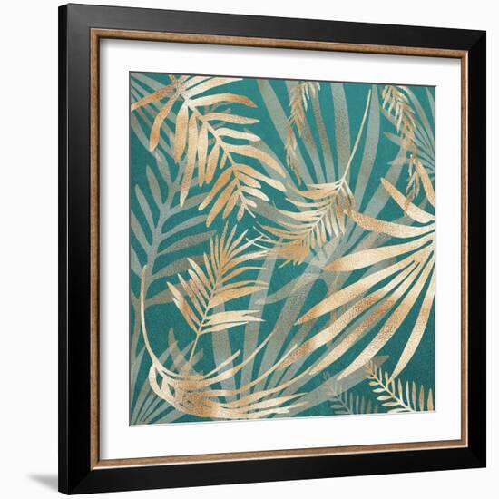 Glam Leaves Teal 4-Urban Epiphany-Framed Art Print