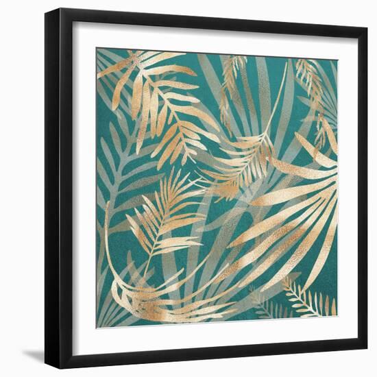 Glam Leaves Teal 4-Urban Epiphany-Framed Art Print