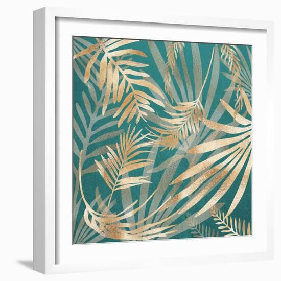 Glam Leaves Teal 4-Urban Epiphany-Framed Art Print