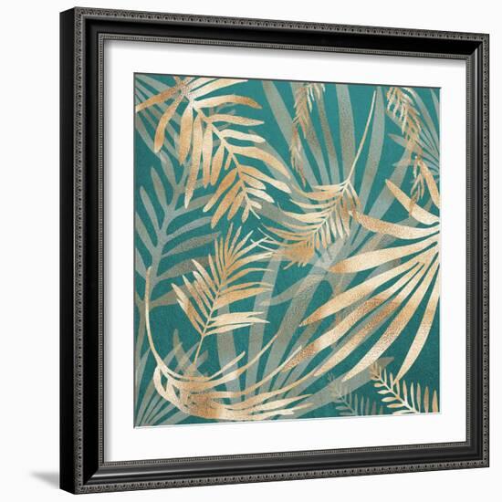 Glam Leaves Teal 4-Urban Epiphany-Framed Art Print