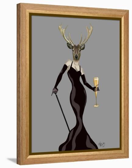 Glamour Deer in Black-Fab Funky-Framed Stretched Canvas