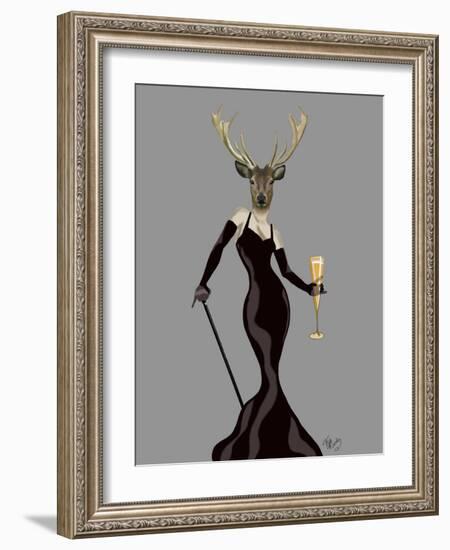 Glamour Deer in Black-Fab Funky-Framed Premium Giclee Print