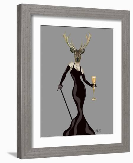Glamour Deer in Black-Fab Funky-Framed Premium Giclee Print