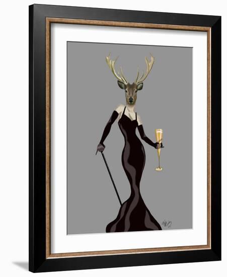 Glamour Deer in Black-Fab Funky-Framed Premium Giclee Print