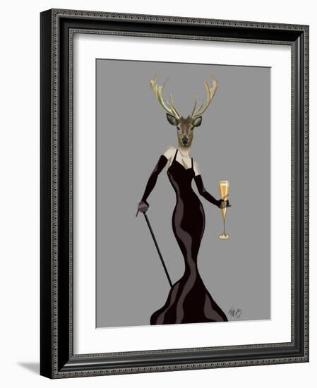 Glamour Deer in Black-Fab Funky-Framed Premium Giclee Print