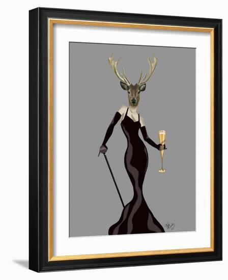 Glamour Deer in Black-Fab Funky-Framed Premium Giclee Print