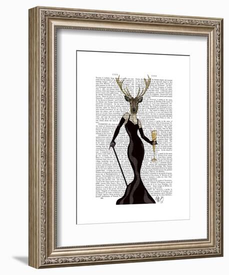 Glamour Deer in Black-Fab Funky-Framed Art Print