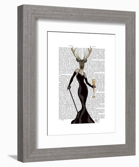 Glamour Deer in Black-Fab Funky-Framed Art Print