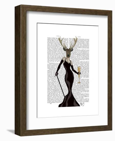 Glamour Deer in Black-Fab Funky-Framed Art Print