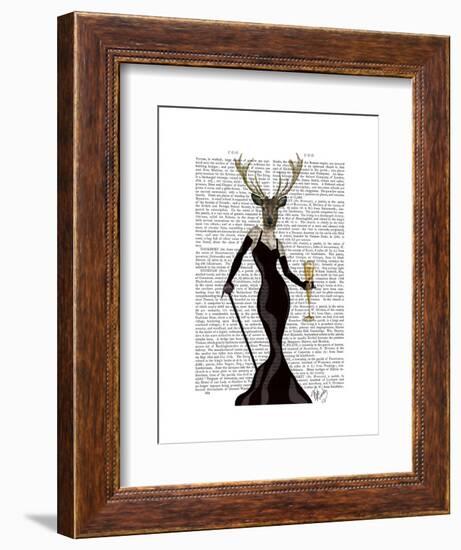 Glamour Deer in Black-Fab Funky-Framed Art Print