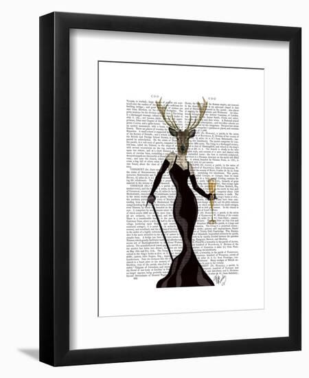 Glamour Deer in Black-Fab Funky-Framed Art Print