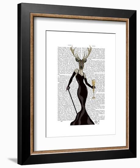 Glamour Deer in Black-Fab Funky-Framed Art Print