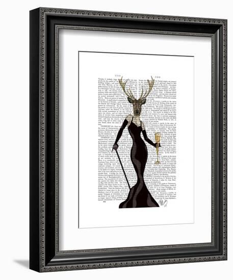 Glamour Deer in Black-Fab Funky-Framed Art Print