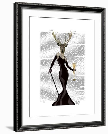 Glamour Deer in Black-Fab Funky-Framed Art Print