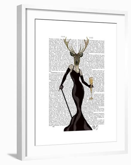 Glamour Deer in Black-Fab Funky-Framed Art Print