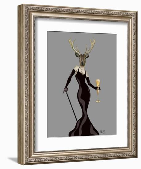 Glamour Deer in Black-Fab Funky-Framed Art Print