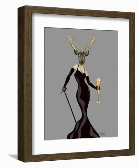 Glamour Deer in Black-Fab Funky-Framed Art Print