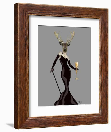 Glamour Deer in Black-Fab Funky-Framed Art Print