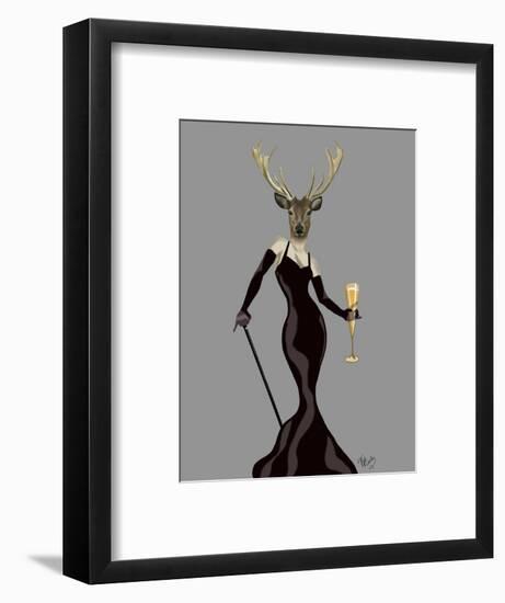 Glamour Deer in Black-Fab Funky-Framed Art Print