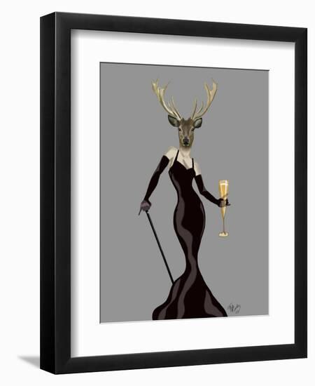Glamour Deer in Black-Fab Funky-Framed Art Print