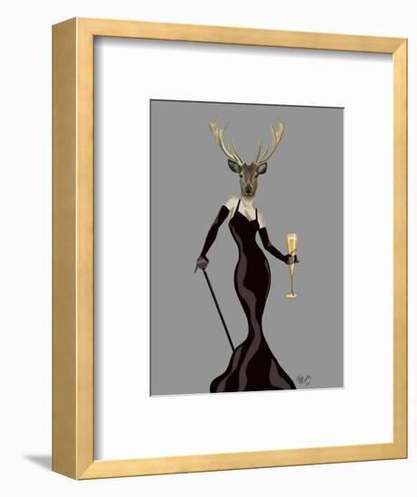 Glamour Deer in Black-Fab Funky-Framed Art Print