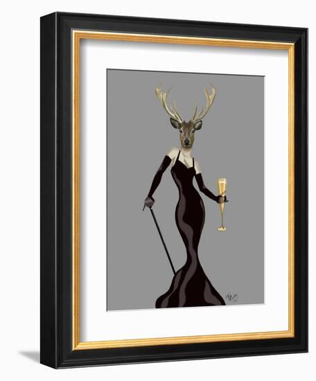 Glamour Deer in Black-Fab Funky-Framed Art Print