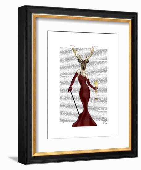 Glamour Deer in Marsala-Fab Funky-Framed Art Print