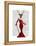 Glamour Deer in Red-Fab Funky-Framed Stretched Canvas