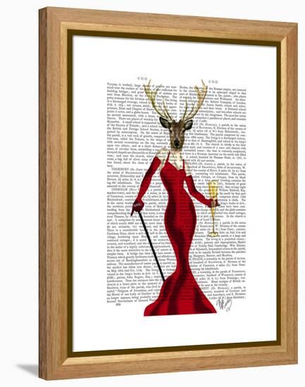 Glamour Deer in Red-Fab Funky-Framed Stretched Canvas