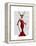 Glamour Deer in Red-Fab Funky-Framed Stretched Canvas