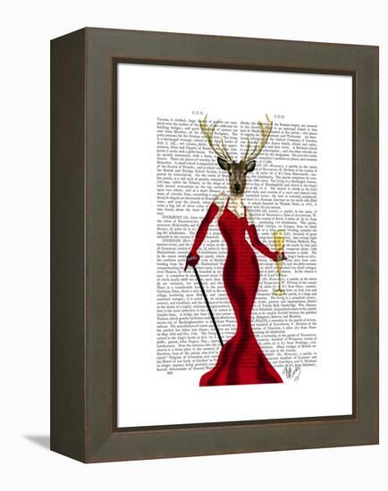 Glamour Deer in Red-Fab Funky-Framed Stretched Canvas