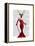 Glamour Deer in Red-Fab Funky-Framed Stretched Canvas