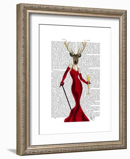 Glamour Deer in Red-Fab Funky-Framed Premium Giclee Print