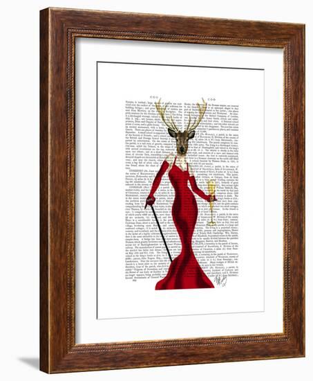 Glamour Deer in Red-Fab Funky-Framed Premium Giclee Print