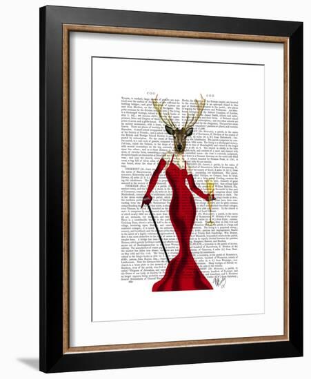 Glamour Deer in Red-Fab Funky-Framed Premium Giclee Print