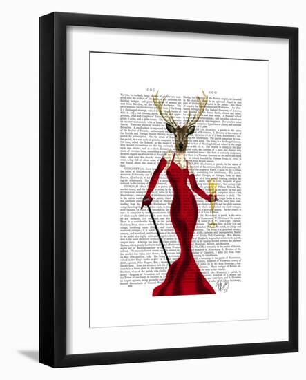 Glamour Deer in Red-Fab Funky-Framed Premium Giclee Print